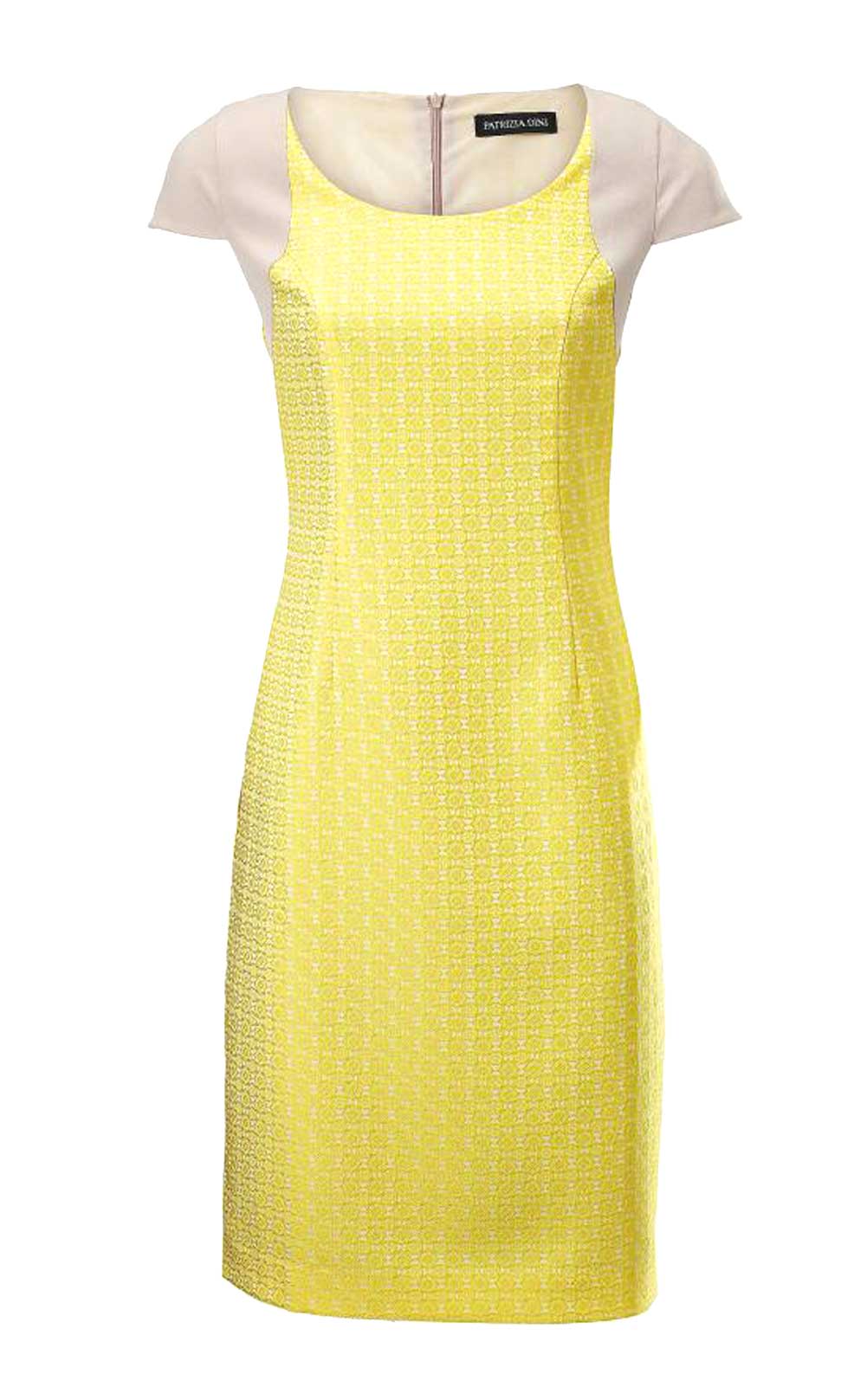 PATRIZIA DINI Damen Designer-Jacquardkleid, gelb