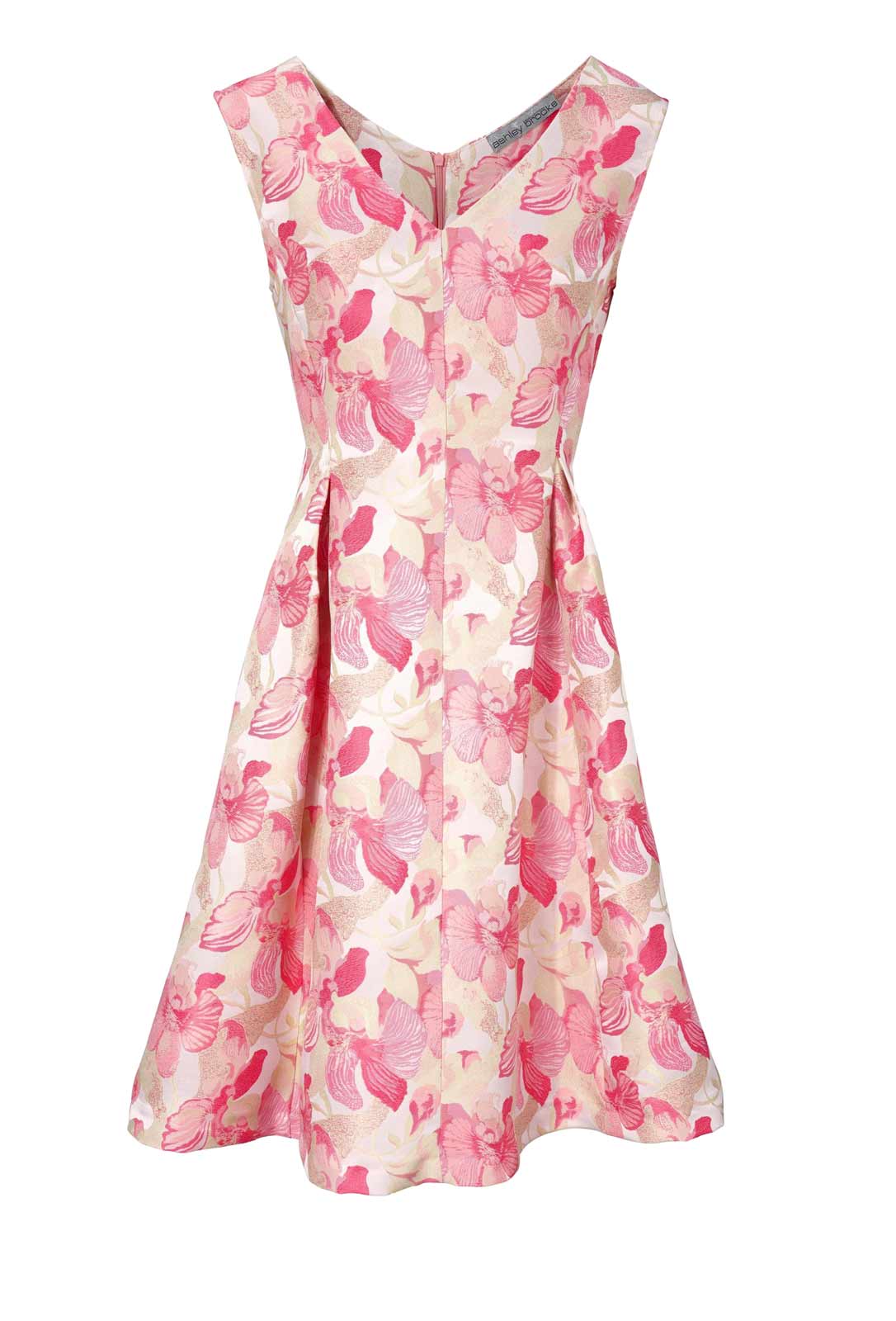 ASHLEY BROOKE Damen Designer-Jacquardkleid, creme-rosé