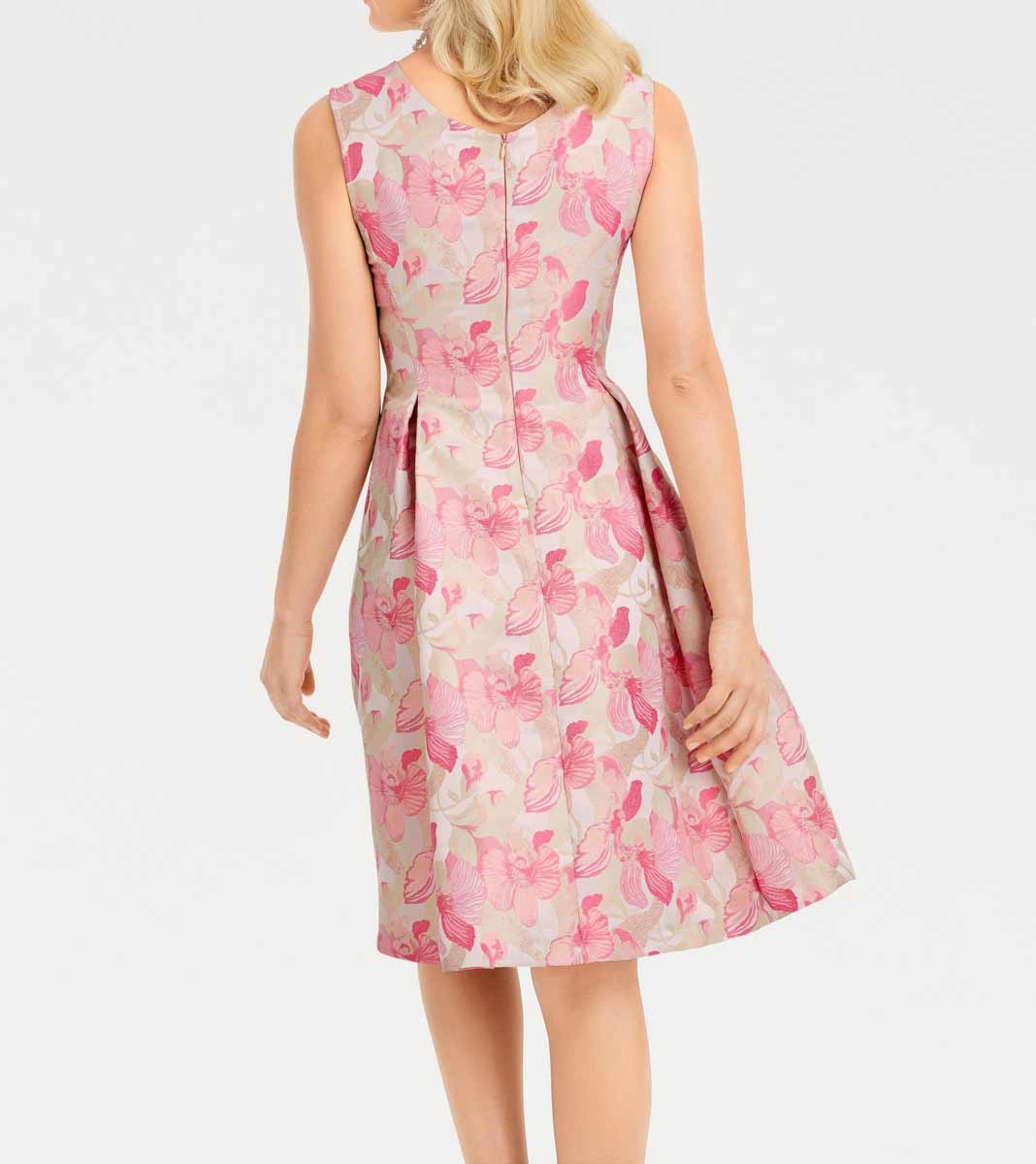 ASHLEY BROOKE Damen Designer-Jacquardkleid, creme-rosé
