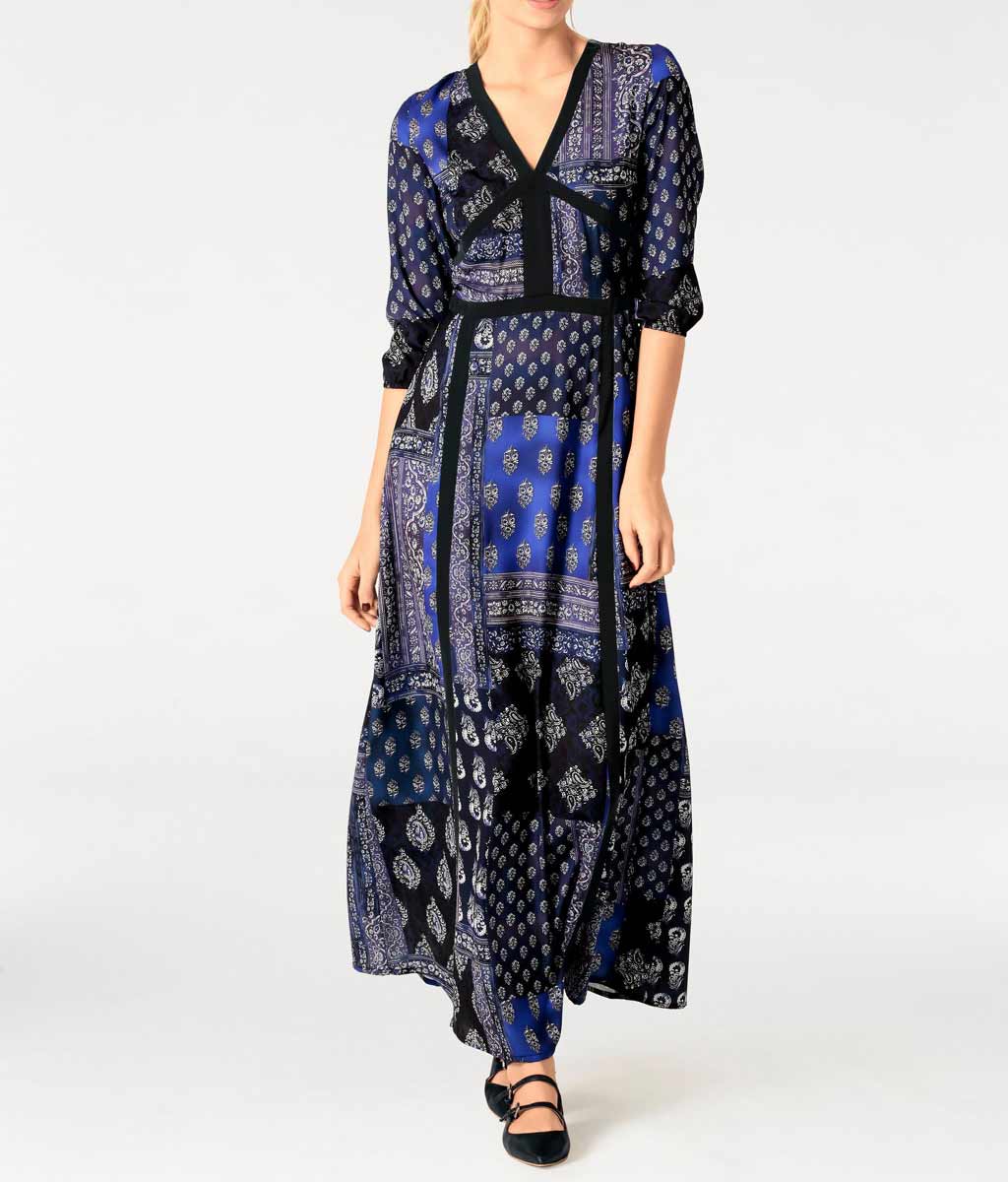 Heine - Best Connections Damen Maxikleid, blau-bunt
