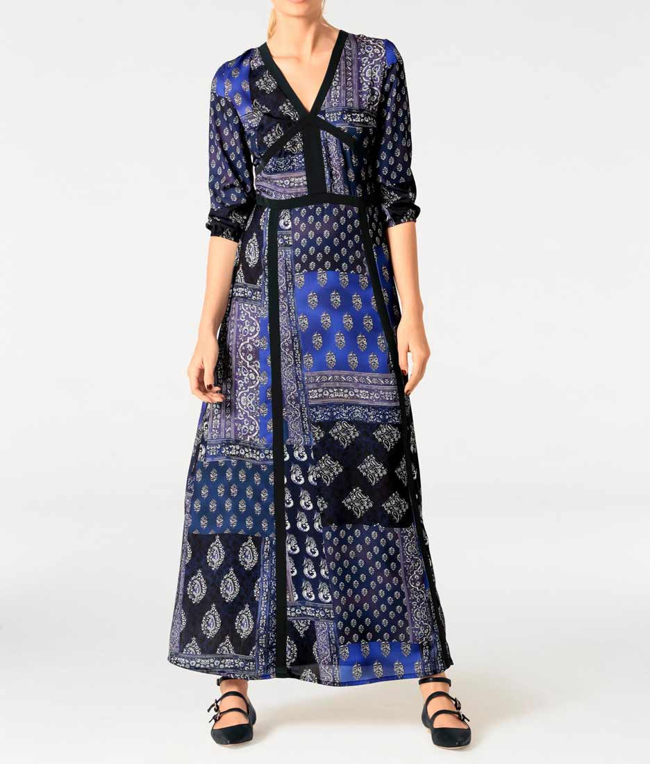 Heine - Best Connections Damen Maxikleid, blau-bunt