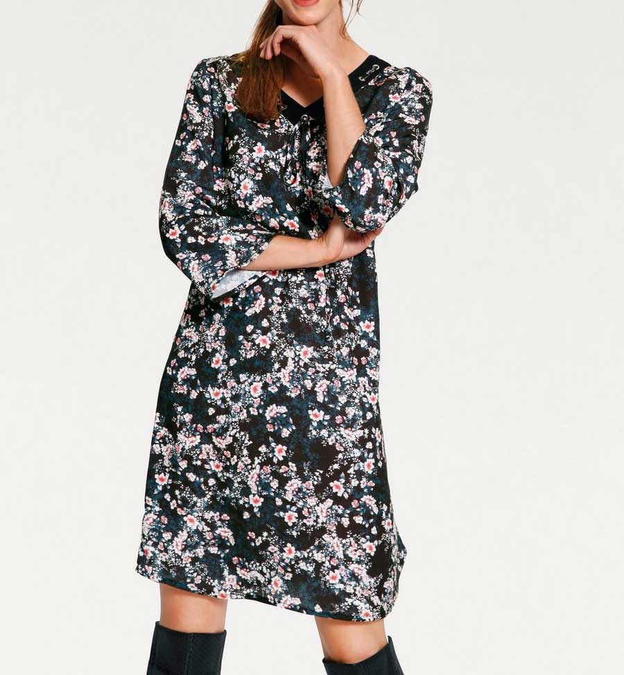 Heine - Best Connections Damen Druckkleid, schwarz-bunt