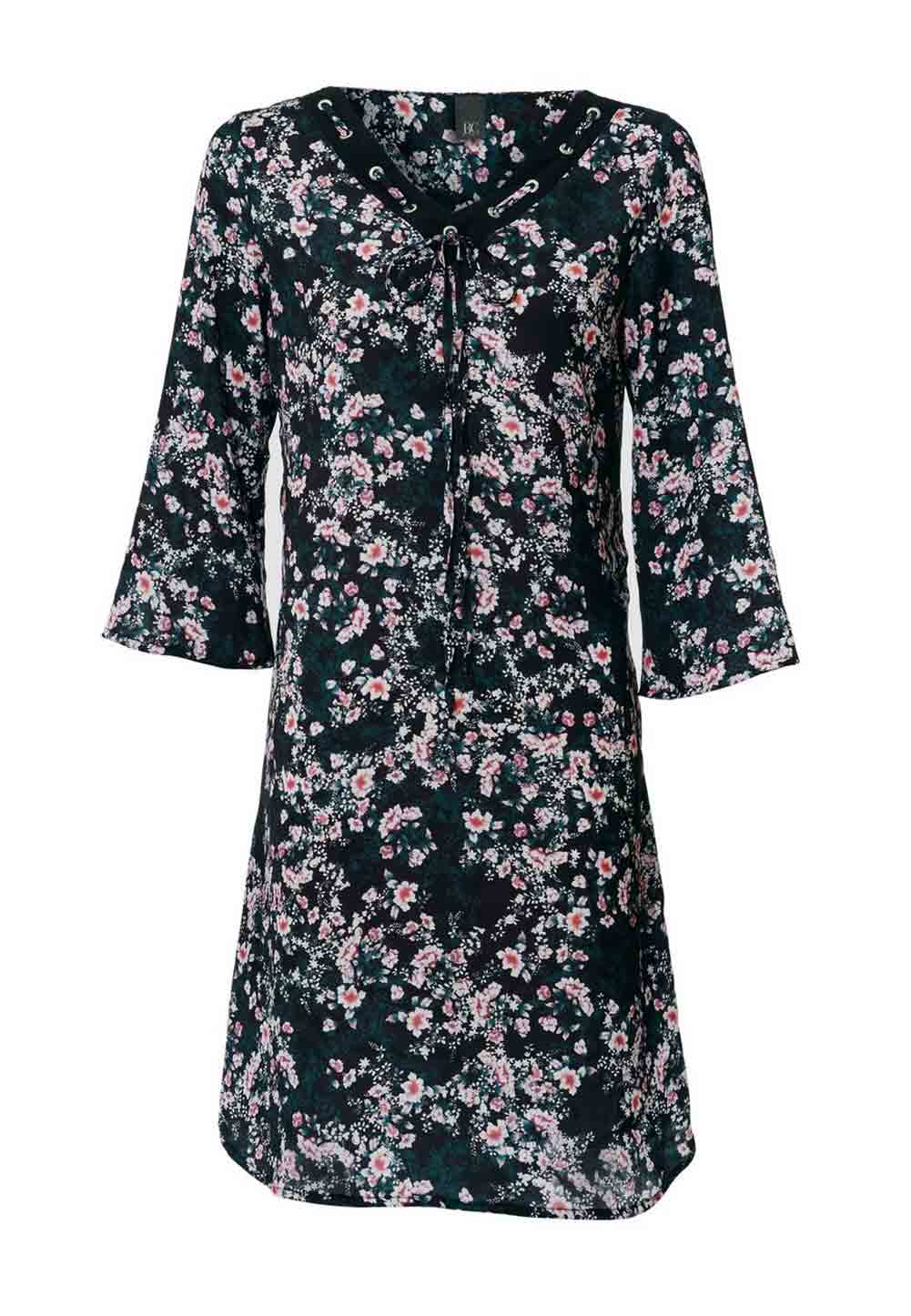 Heine - Best Connections Damen Druckkleid, schwarz-bunt