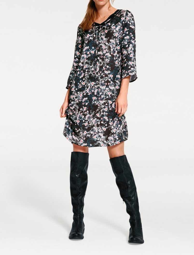 Heine - Best Connections Damen Druckkleid, schwarz-bunt