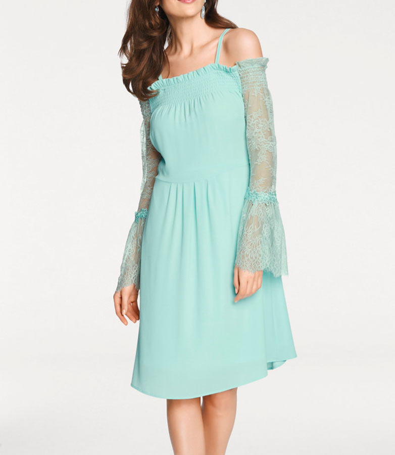 ASHLEY BROOKE Damen Designer-Carmenkleid, mint