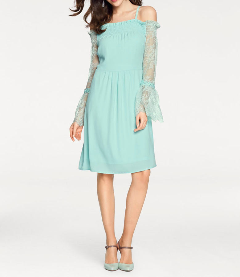 ASHLEY BROOKE Damen Designer-Carmenkleid, mint