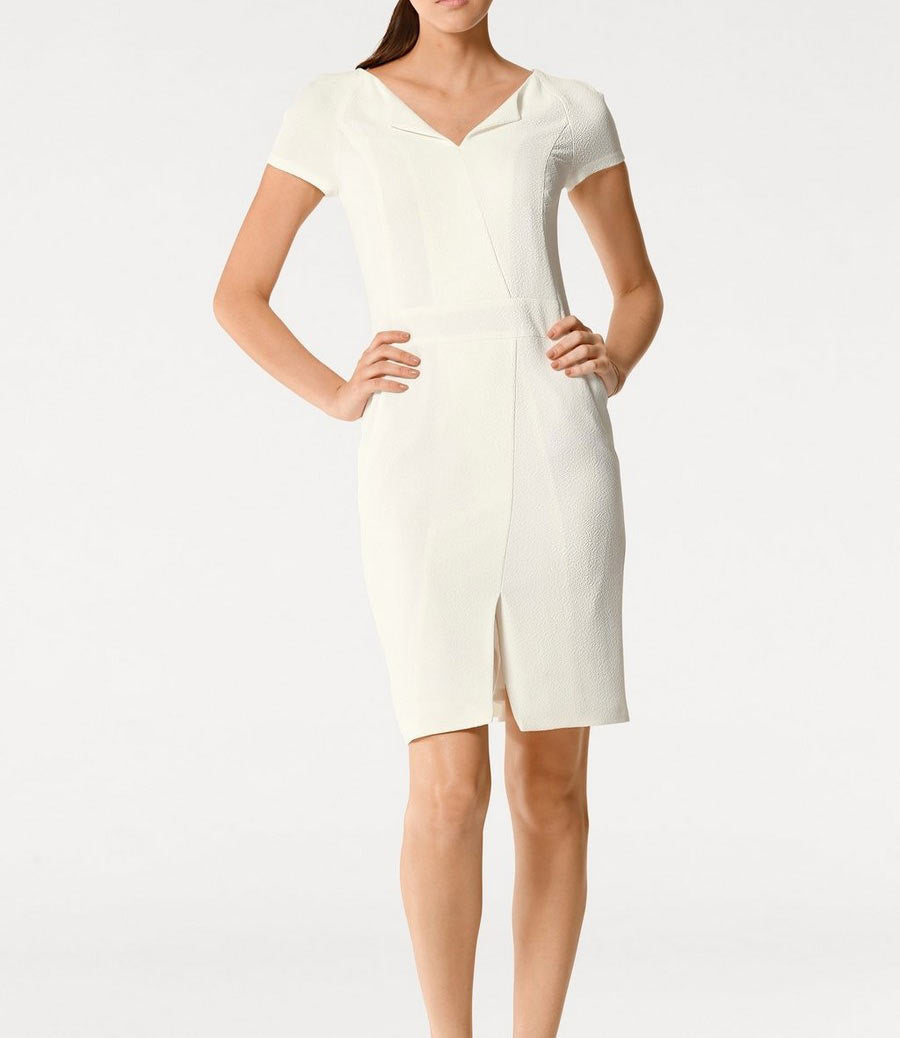 Patrizia Dini Damen Designer-Etuikleid, ecru