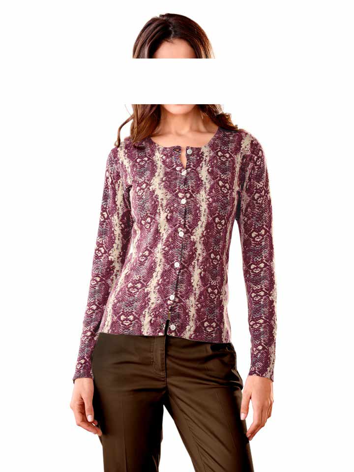 HEINE - BEST CONNECTIONS Damen Druck-Strickjacke, beere-beige