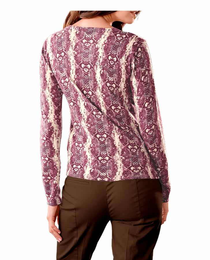 HEINE - BEST CONNECTIONS Damen Druck-Strickjacke, beere-beige