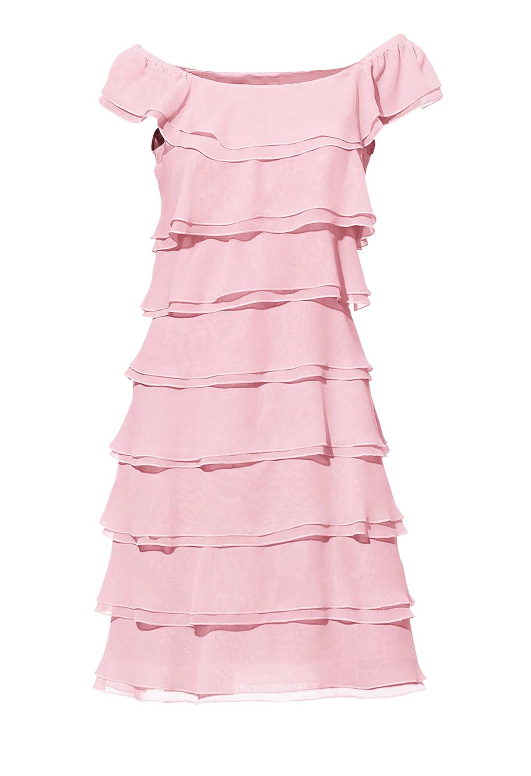 ASHLEY BROOKE Damen Designer-Volantkleid, rosa