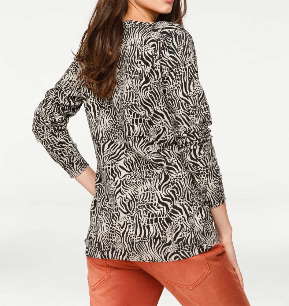 Heine - Best Connections Damen Druckpullover mit Nieten, blau-bunt