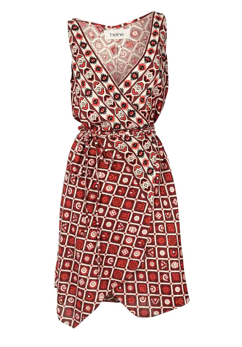Heine Damen Leinen-Wickelkleid, bunt