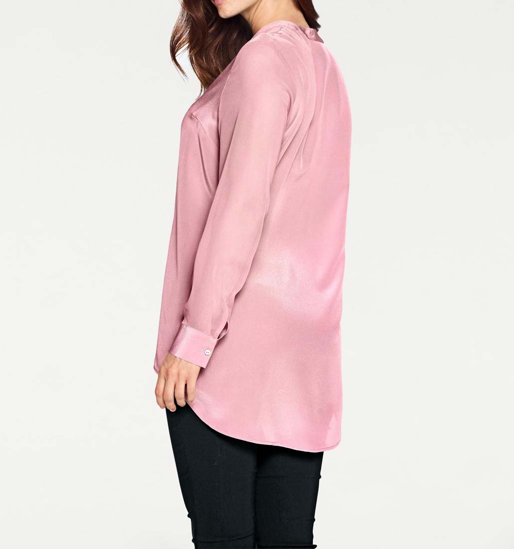 Ashley Brooke Damen Designer-Seidenbluse mit Chiffonärmeln, rosé