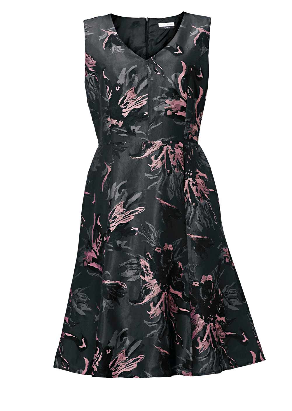 Guido Maria Kretschmer Damen Designer-Jacquardkleid, anthrazit-rosa