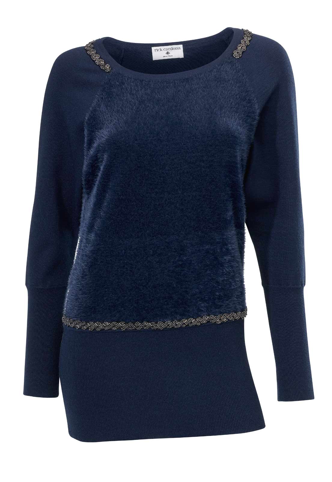 Rick Cardona Damen Designer-Longpullover, marine