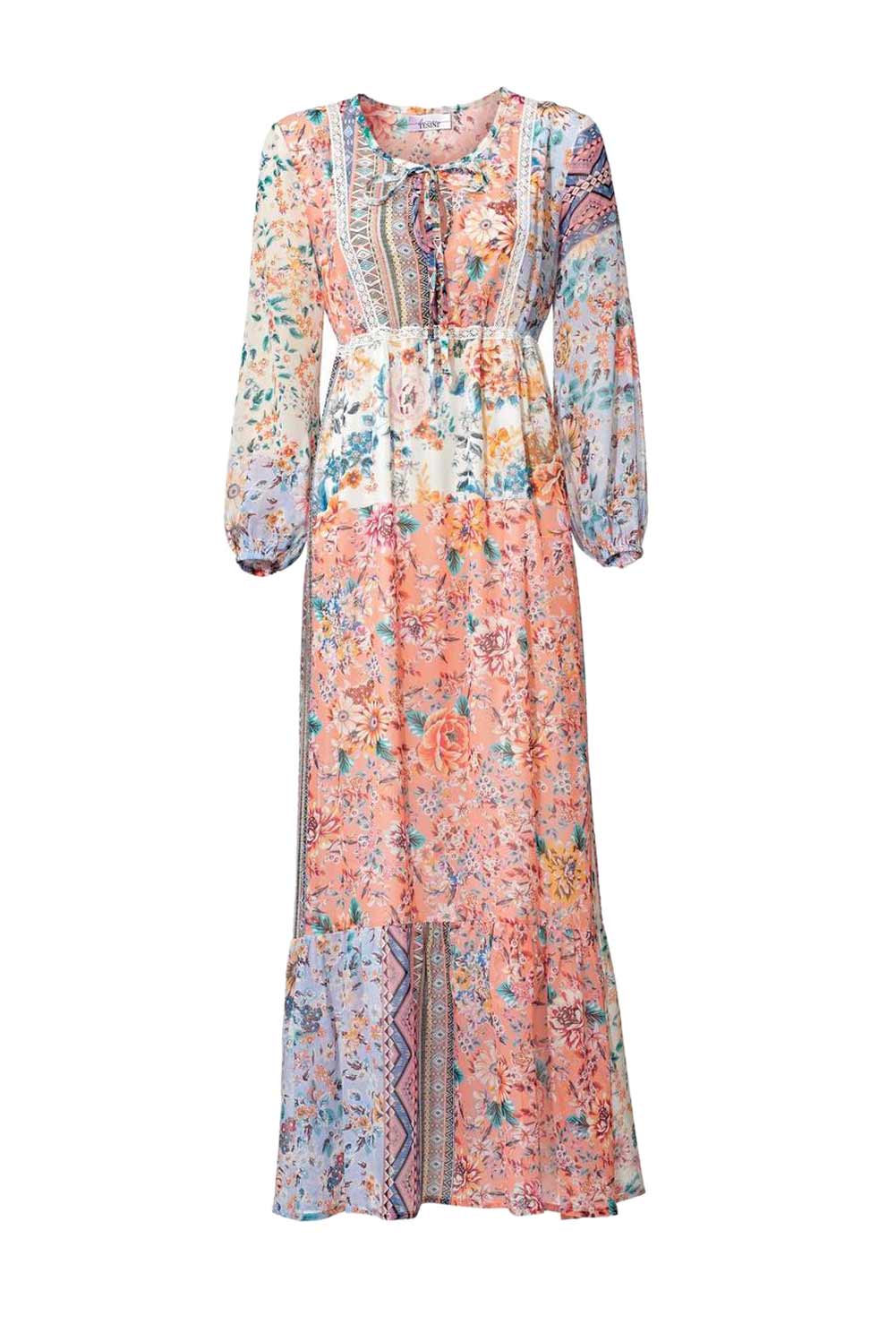 LINEA TESINI Damen Designer-Maxikleid, bunt