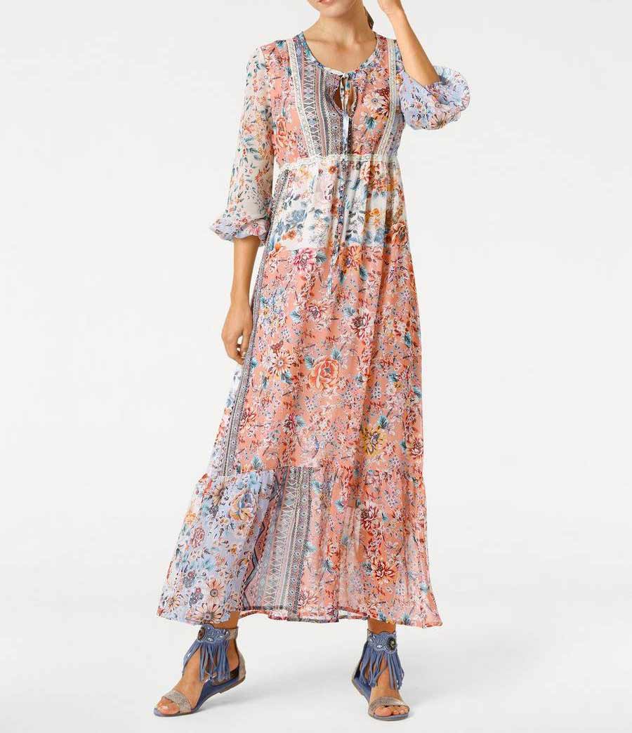 LINEA TESINI Damen Designer-Maxikleid, bunt