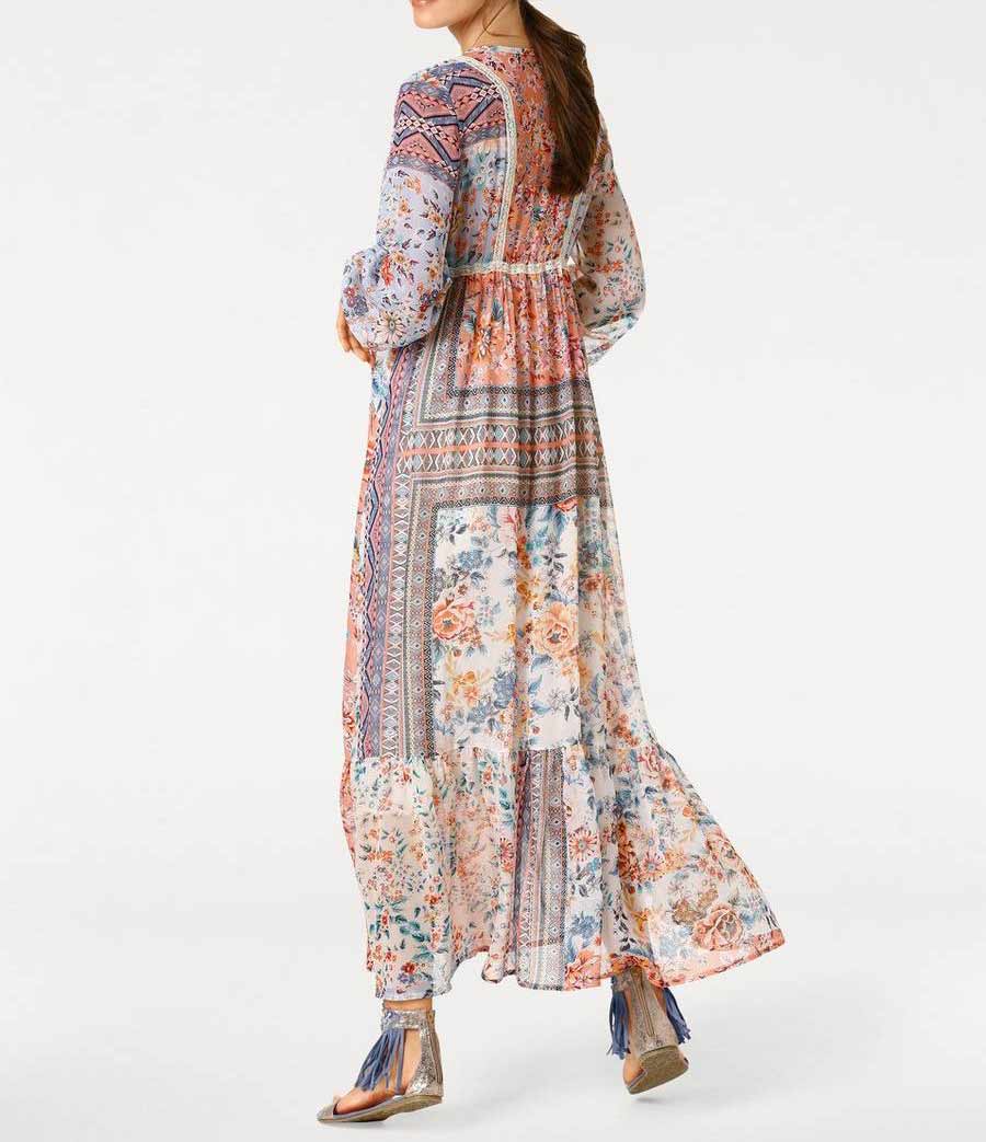 LINEA TESINI Damen Designer-Maxikleid, bunt