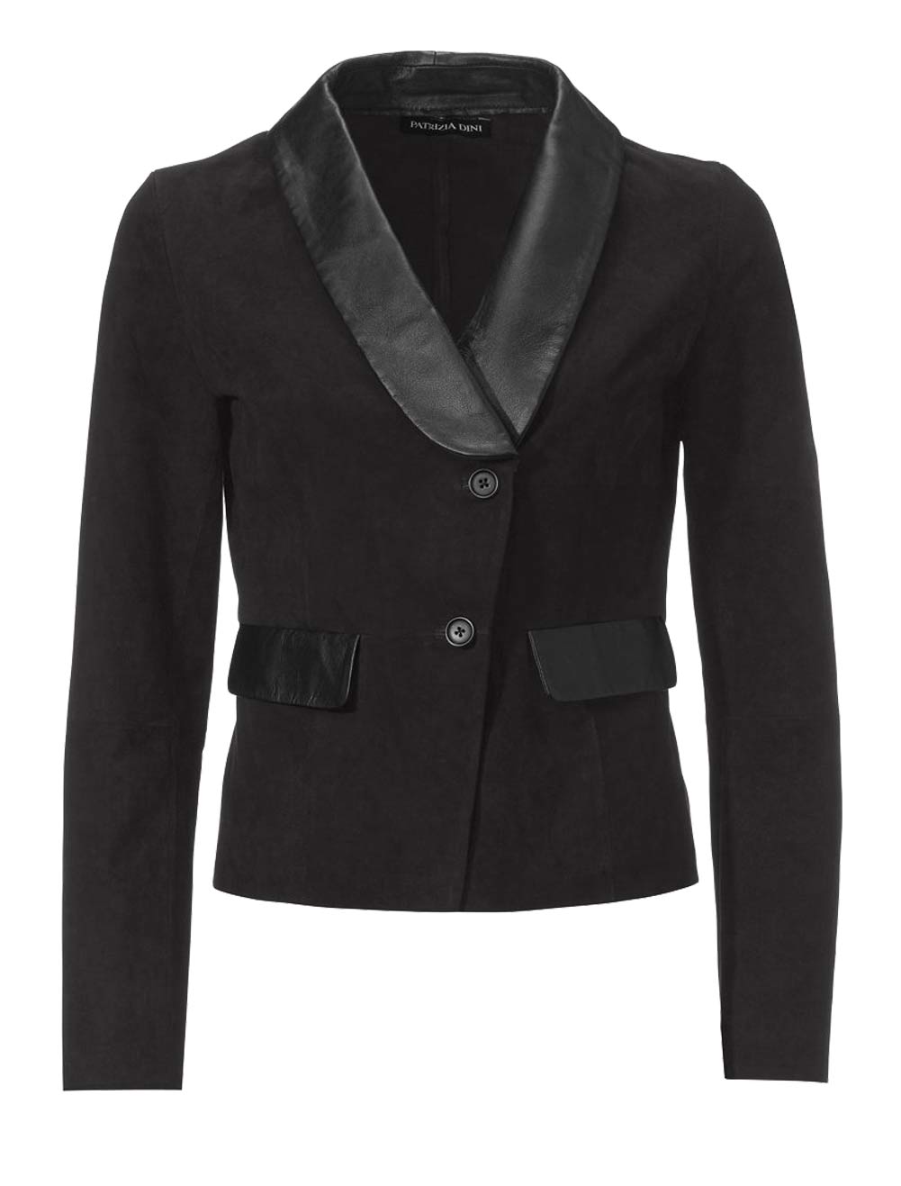 PATRIZIA DINI Damen Designer-Ziegenvelourslederjacke, schwarz