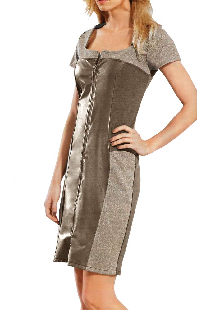 Heine Damen Patchwork-Kleid, taupe