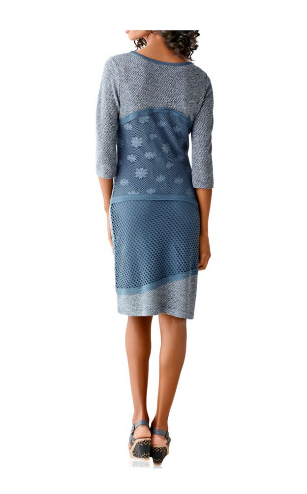 LINEA TESINI Damen Designer-Patchkleid, rauchblau