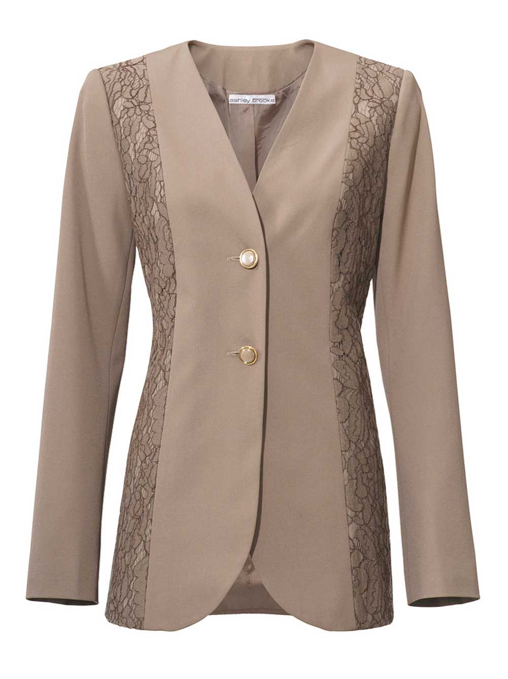 ASHLEY BROOKE Damen Designer-Spitzenblazer, taupe