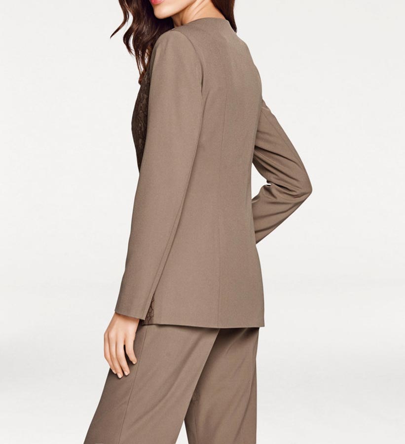 ASHLEY BROOKE Damen Designer-Spitzenblazer, taupe