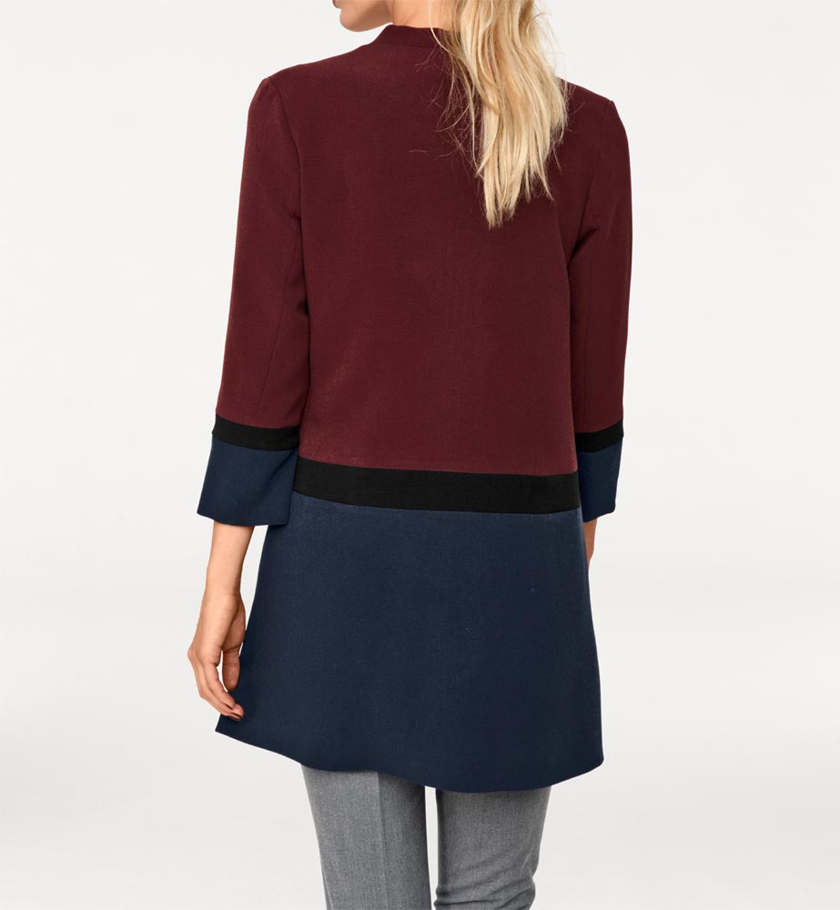 Rick Cardona Damen Designer-Patchmantel, bordeaux-navy