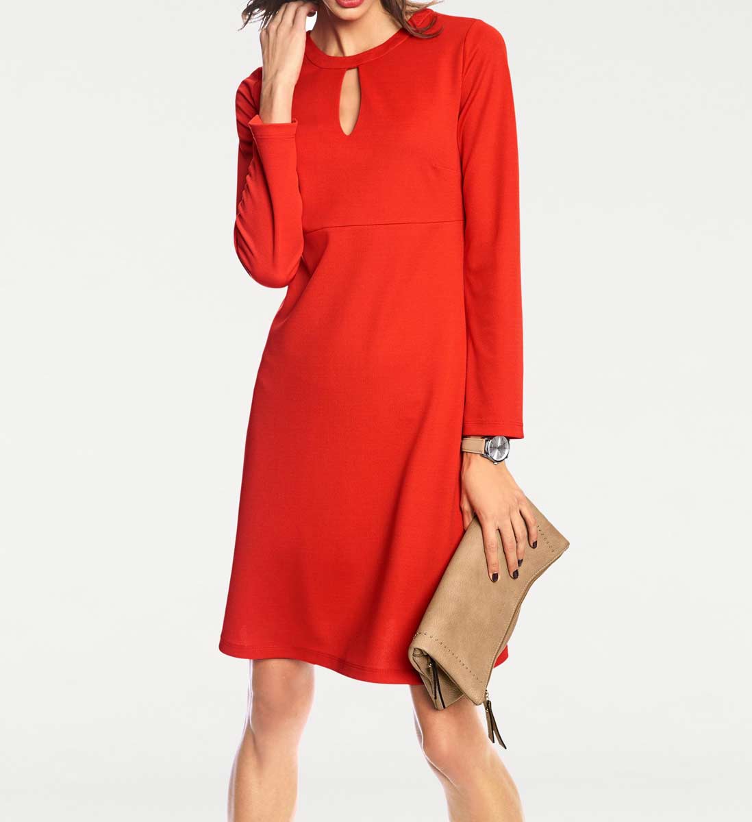 Rick Cardona Damen Designer-Jerseykleid mit Cut-Out, rot