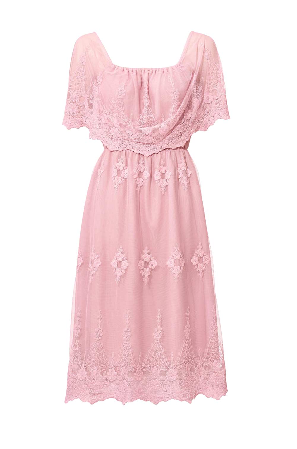 ASHLEY BROOKE Damen Designer-Spitzenkleid, rosé