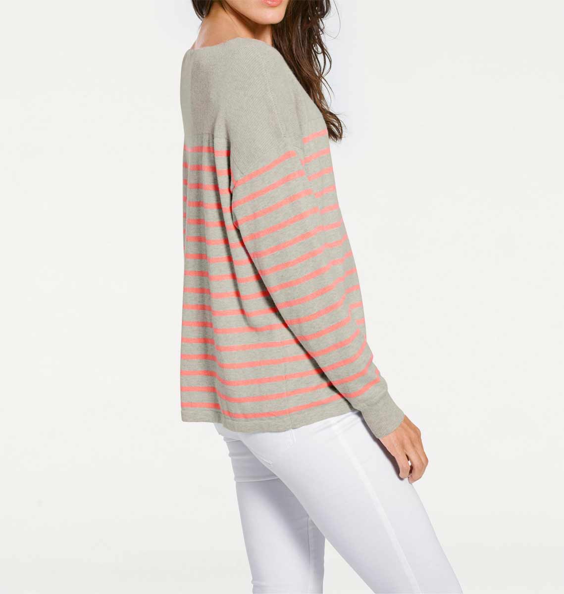 Patrizia Dini Damen Designer-Kaschmirpullover, grau-apricot
