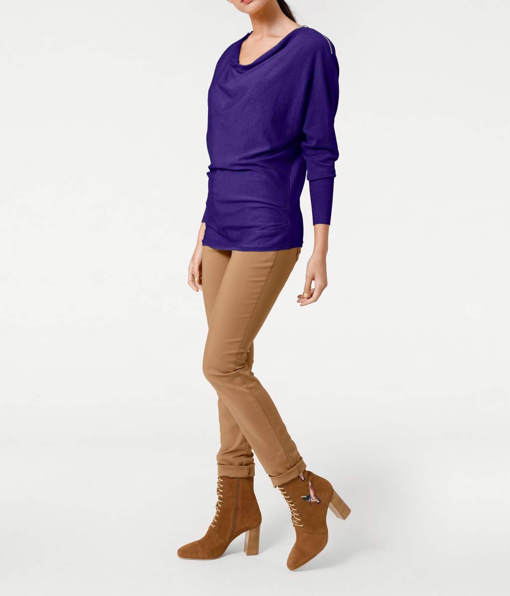 ASHLEY BROOKE Damen Designer-Reißverschlußpullover, lila