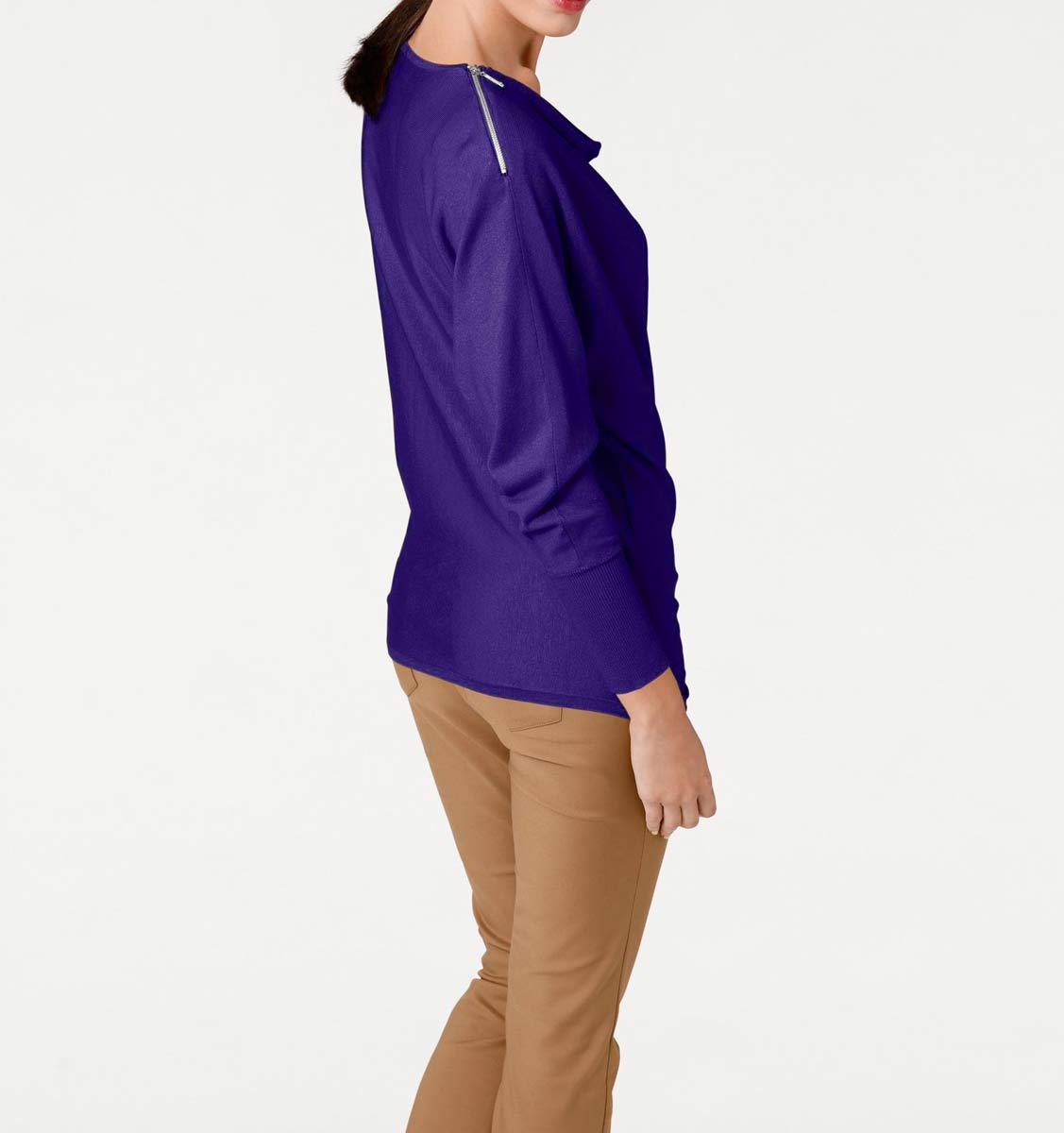 ASHLEY BROOKE Damen Designer-Reißverschlußpullover, lila