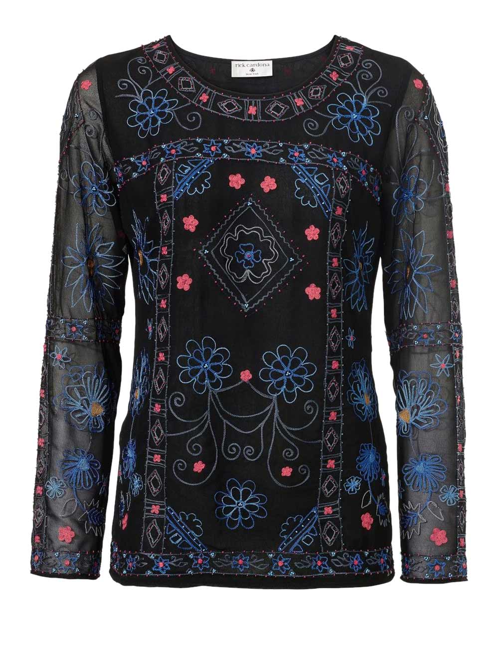 Rick Cardona Damen Designer-Stickerei-Tunika, schwarz