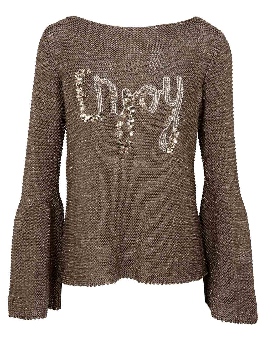 Heine - Best Connections Damen Grobstrickpullover, oliv-gold