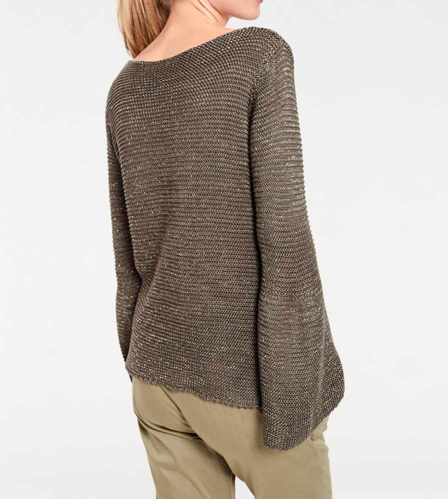 Heine - Best Connections Damen Grobstrickpullover, oliv-gold