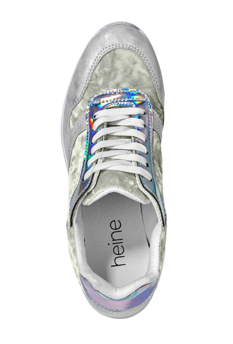 Heine Damen Samt-Sneakers, silberfarben