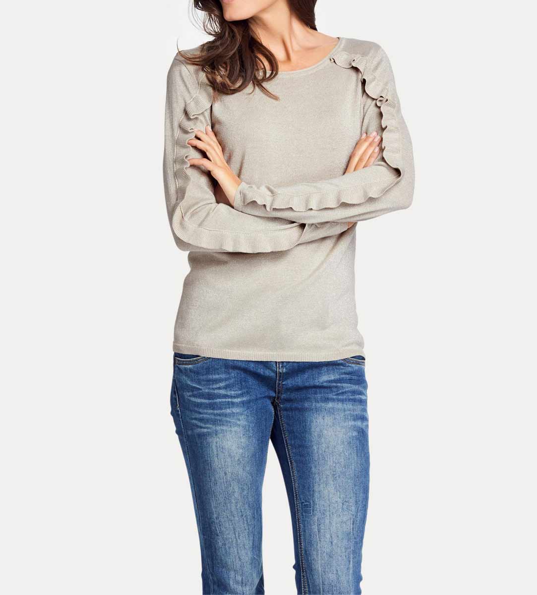 Patrizia Dini Damen Designer-Feinstrickpullover, champagner