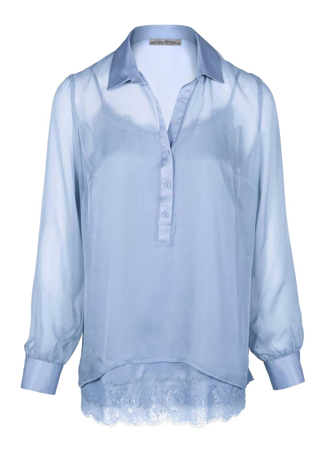 Ashley Brooke Damen Designer-Bluse+Top, hellblau