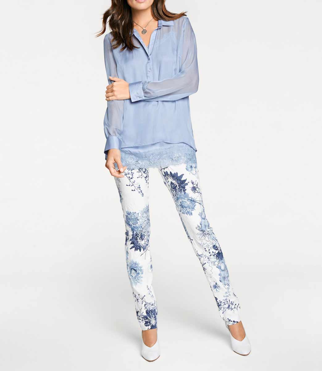 Ashley Brooke Damen Designer-Bluse+Top, hellblau