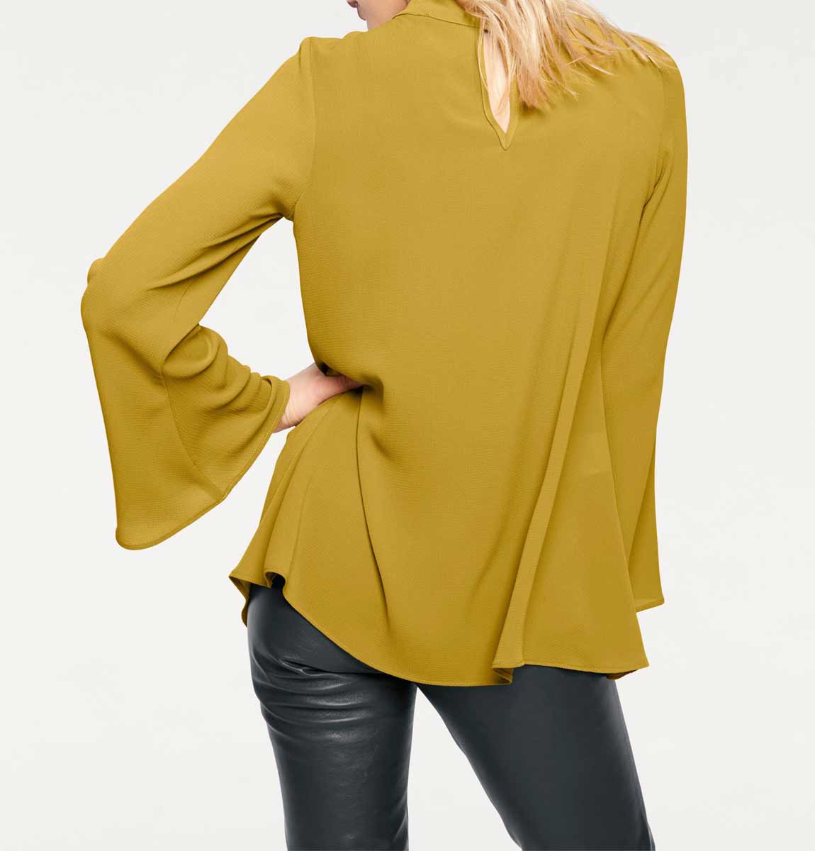 Rick Cardona Damen Designer-Stehkragenbluse, gelb