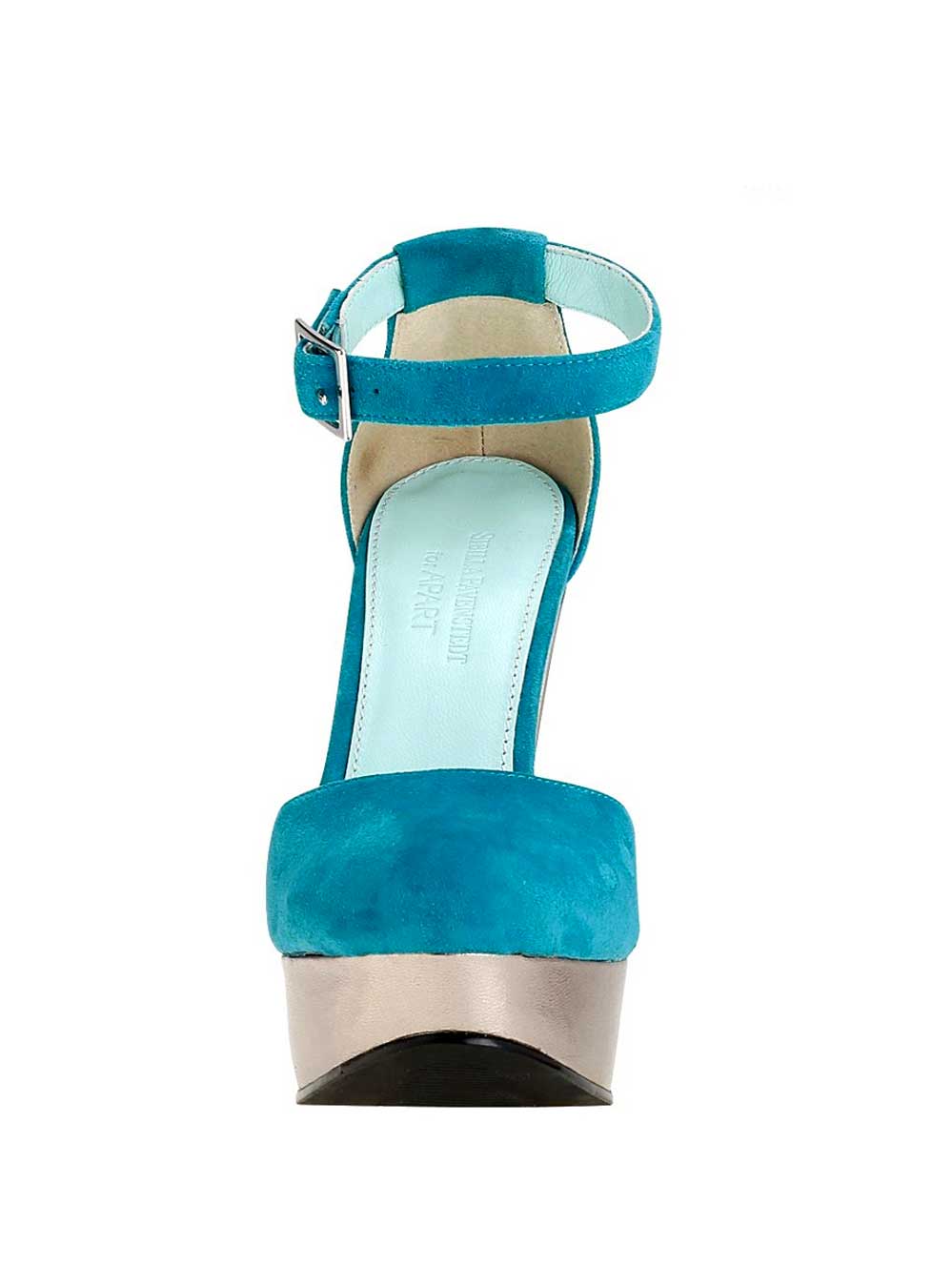 Sibilla Pavenstedt For Apart Damen Designer-Veloursleder-Pumps, petrol-silber