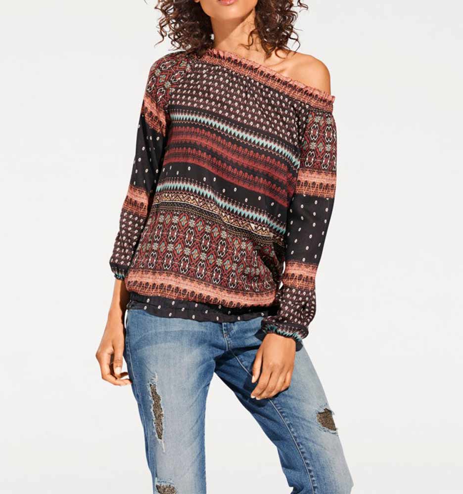 HEINE - BEST CONNECTIONS Damen Carmenbluse, bunt
