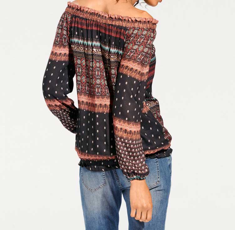 HEINE - BEST CONNECTIONS Damen Carmenbluse, bunt