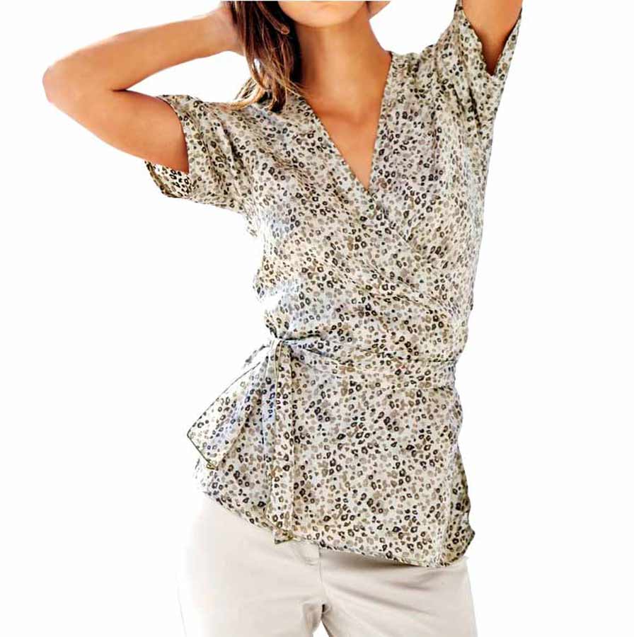 Heine Damen Animalprint-Druckbluse, taupe-bunt