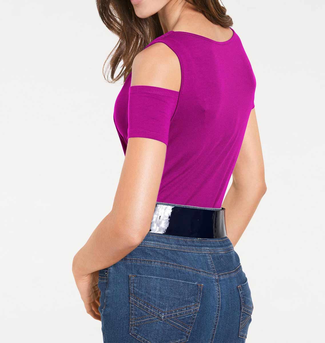 Ashley Brooke Damen Designer-Wasserfallshirt mit Strass, pink