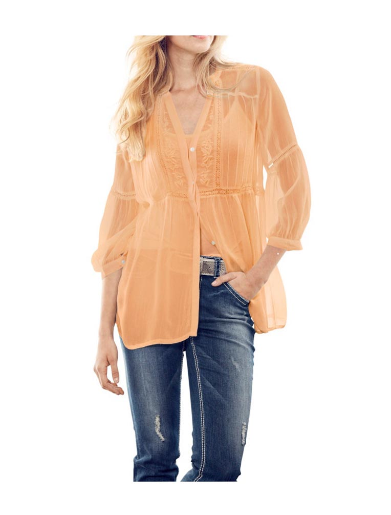Heine - Best Connections Damen Stickereibluse, apricot