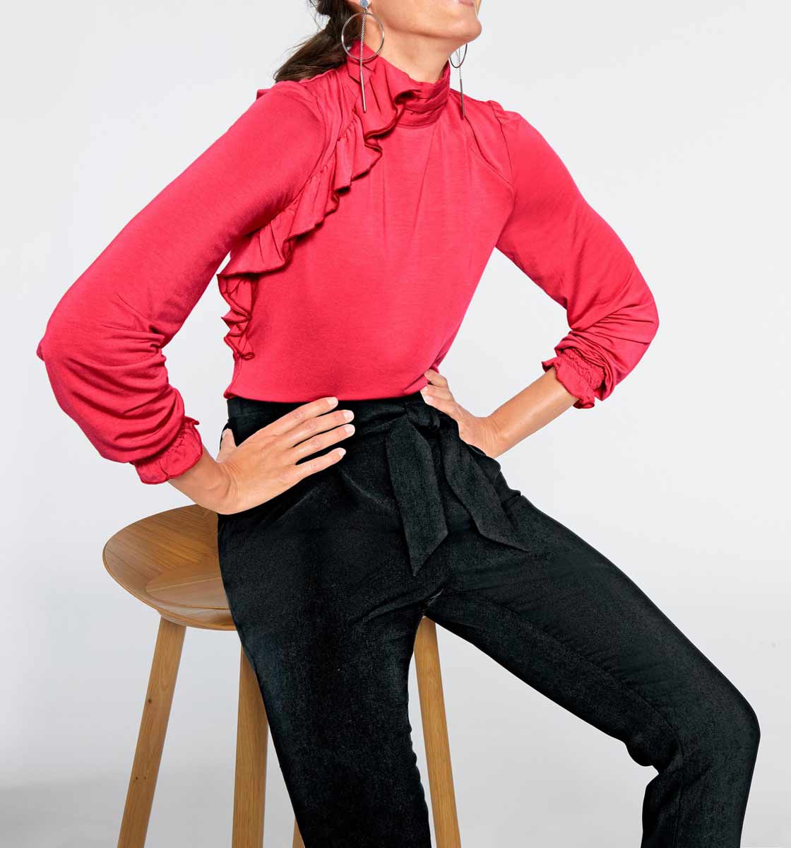 Patrizia Dini Damen Designer-Rüschenshirt, koralle