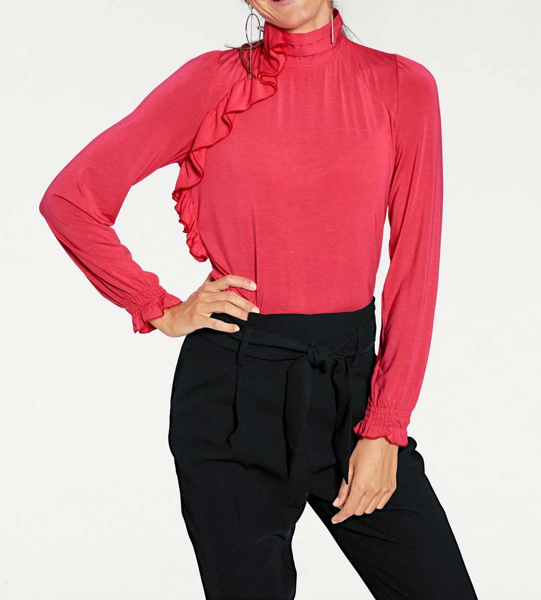 Patrizia Dini Damen Designer-Rüschenshirt, koralle