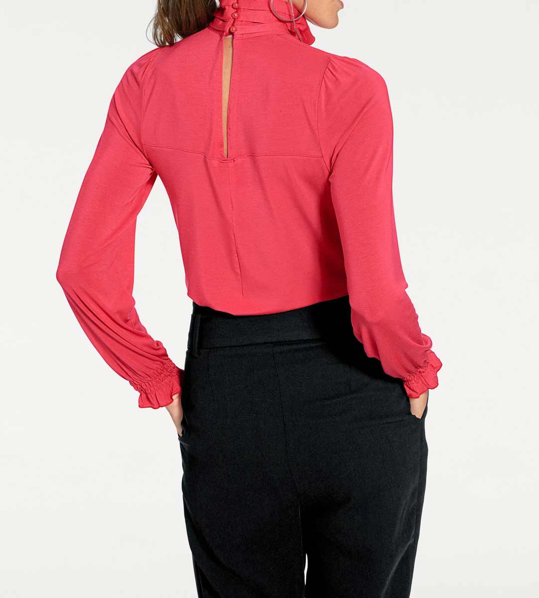 Patrizia Dini Damen Designer-Rüschenshirt, koralle